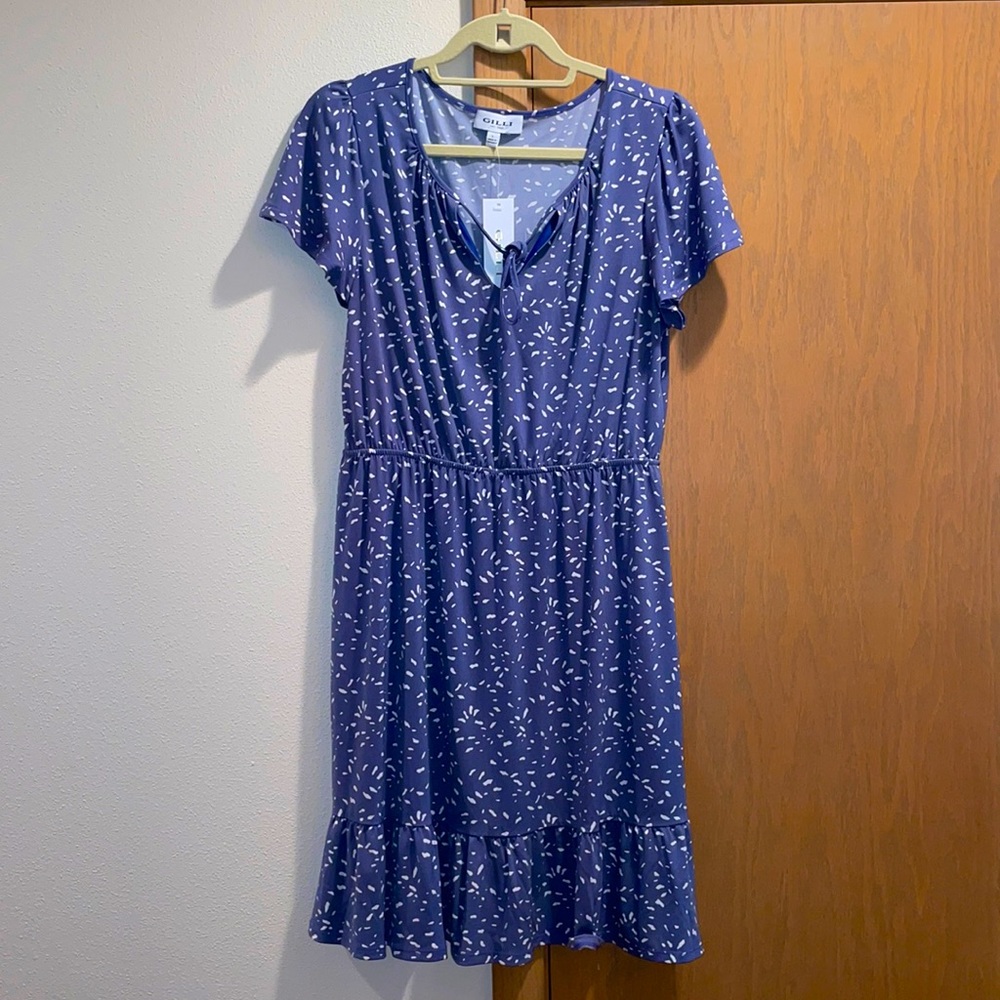 Gilli light grey/blue short sleeve mini dress